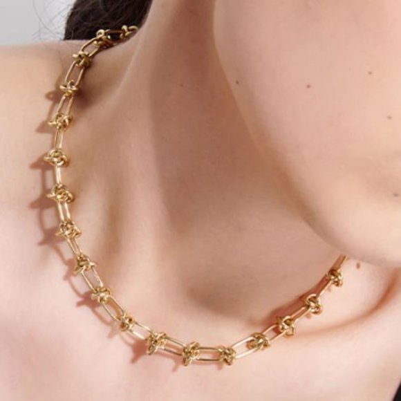 Gold Plated Stainless Steel Paperclip Link Necklace - Picture 4 of 8